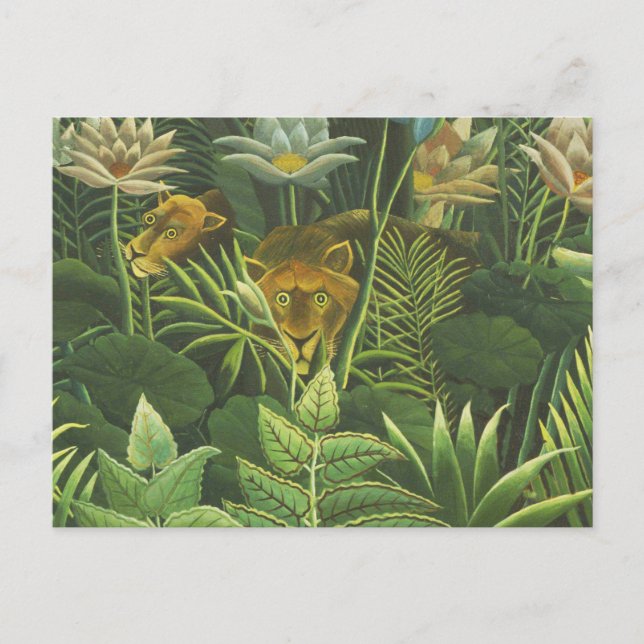 Rousseau Tropischer Jungle Löwenmalerei Postkarte (Vorderseite)