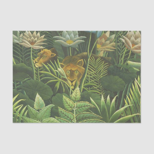 Rousseau Tropischer Jungle Löwenmalerei Seidenpapier (Vorderseite)