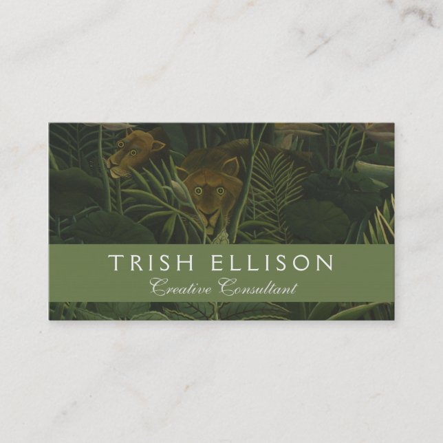 Rousseau Tropischer Jungle Löwenmalerei Visitenkarte (Vorderseite)