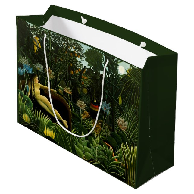 Rousseaus Kunstgeschenktasche "Der Traum" Große Geschenktüte (Rückseite Schrägansicht)