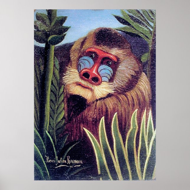 Rousseaus "Mandrill in the Dschungel" (ca. 1909) Poster (Vorne)