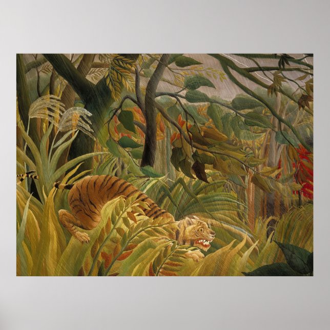 Roussequ Dschungel Tropischer Tiger Kunst Poster (Vorne)