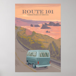 Route 101 USA Reiseplakat Poster