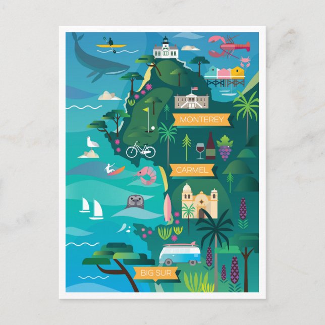 Route 1 Kalifornien Postkarte (Vorderseite)