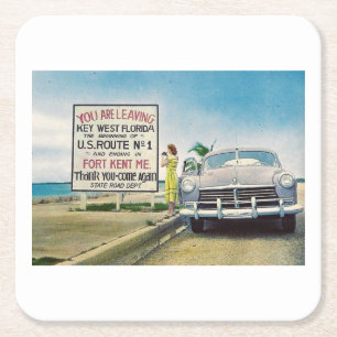 Route 1, Key West, Florida Retro Vintage Stil Rechteckiger Pappuntersetzer
