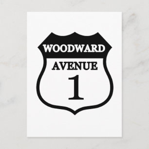 Route 1 Woodward Avenue Route 1 Schild Geschenke a Postkarte