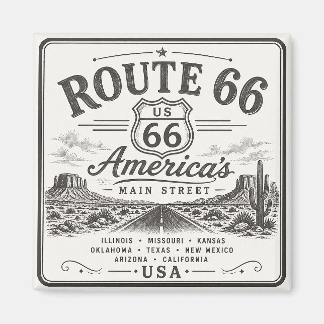 Route 66 100 Jahre Kunst Magnet (Vorne)