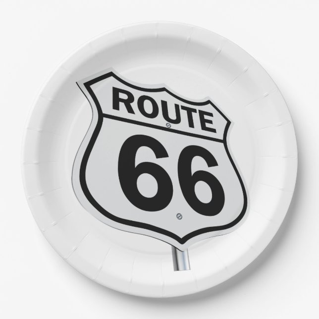 Route 66 9 Zoll Pappteller (Vorderseite)