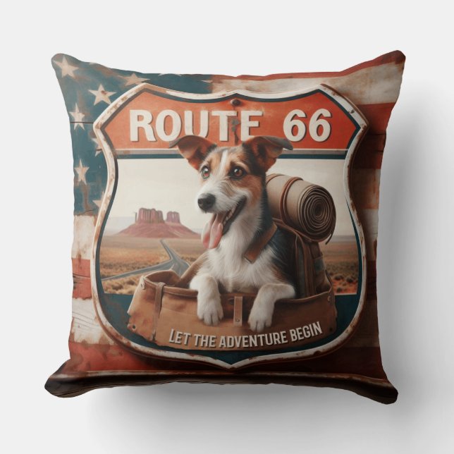 Route 66 Abenteuer Kissen (Vorderseite)