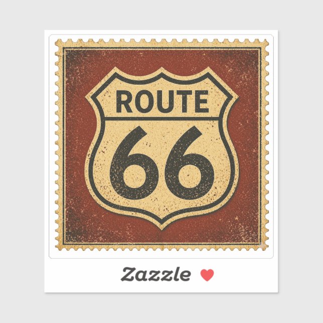 Route 66 abgenutzter Shield Garage Aufkleber Stil (Blatt)