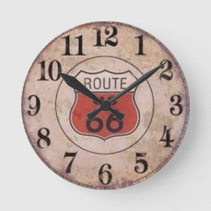 Route 66 Acrylmauer-Uhr Runde Wanduhr