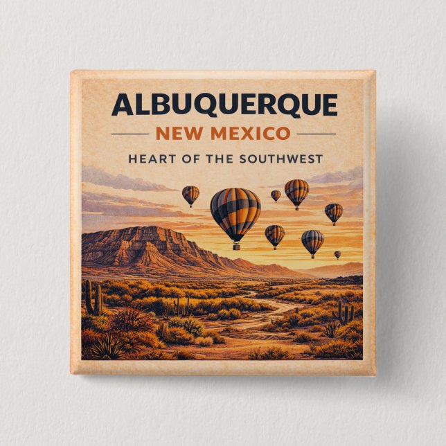 Route 66 Albuquerque Ballon Südwest Stolz Button (Vorderseite)
