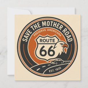 Route 66 American Eagle Classic Car Emblem Karte
