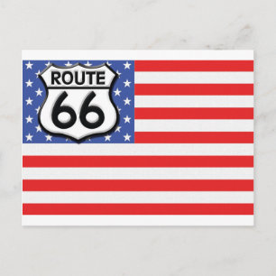 Route 66 American Flag Patriotic Postkarte