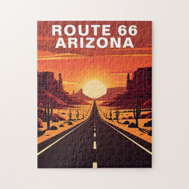 Route 66 Arizona Wüsten Vintage Puzzle (Vertikal)