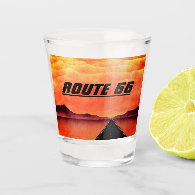 Route 66 Bekannte Autobahn Schnapsglas (Vorderseite)