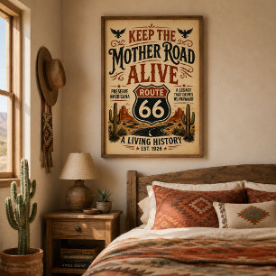 Route 66 Bewahre Americana Mother Road Erbe Poster