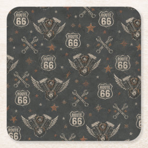 Route 66 Biker Garage Trink Dekor Rechteckiger Pappuntersetzer