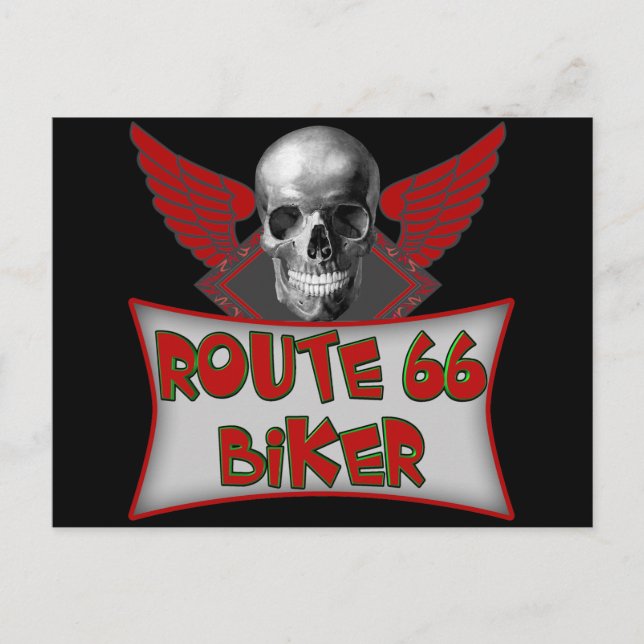 Route 66 Biker T Shirts Geschenke Postkarte (Vorderseite)