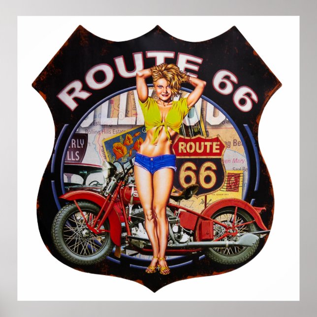 Route 66 Button bis Poster (Vorne)