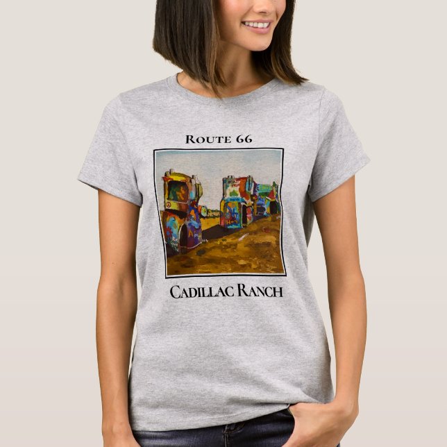 Route 66, Cadillac Ranch, Amarillo Texas T-Shirt (Vorderseite)