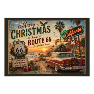 Route 66 California Weihnachts-Wandkunst Fotodruck