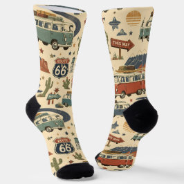 Route 66 Camper Van Roadtrip im Americana-Stil Socken