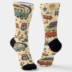 Route 66 Camper Van Roadtrip im Americana-Stil Socken