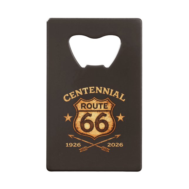 Route 66 Centennial 1926-2026 Schild Geldbeutel Flaschenöffner (Vorderseite)