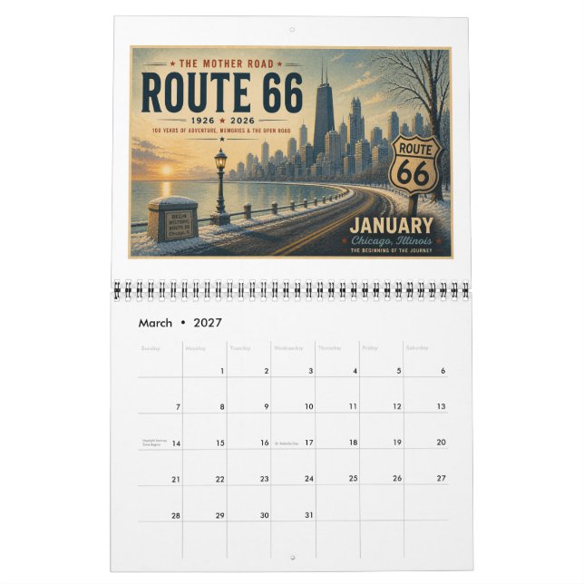 Route 66 Centennial Americana Wandkalender (Mär 2027)