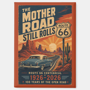 Route 66 Centennial Blaues Klassiker-Auto auf der Magnet