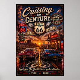 Route 66 Centennial Cruising Adventure Wandkunst Poster