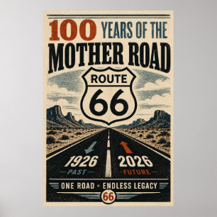 Route 66 Centennial Desert Highway Tribut-Kunst Poster