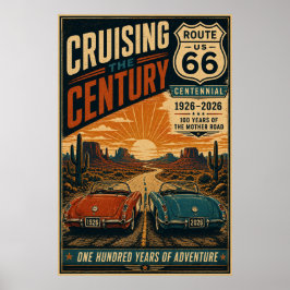 Route 66 Centennial Desert Road Cruise Wandkunst Poster