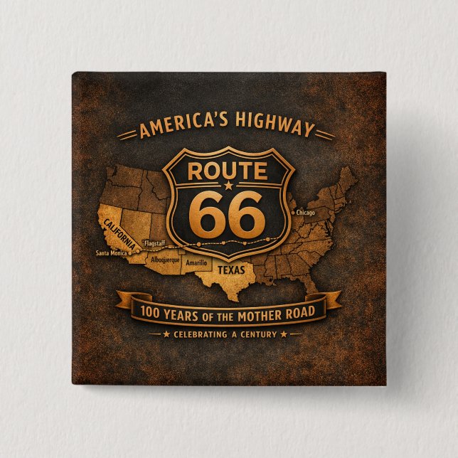 Route 66 Centennial Highway Americana Abzeichen Ku Button (Vorderseite)