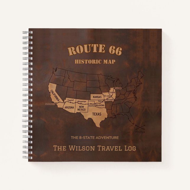 Route 66 Centennial-Karten-Reisejournal Notizbuch (Vorderseite)