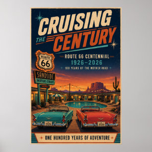 Route 66 Centennial Motel Poolside-Wandkunst Poster