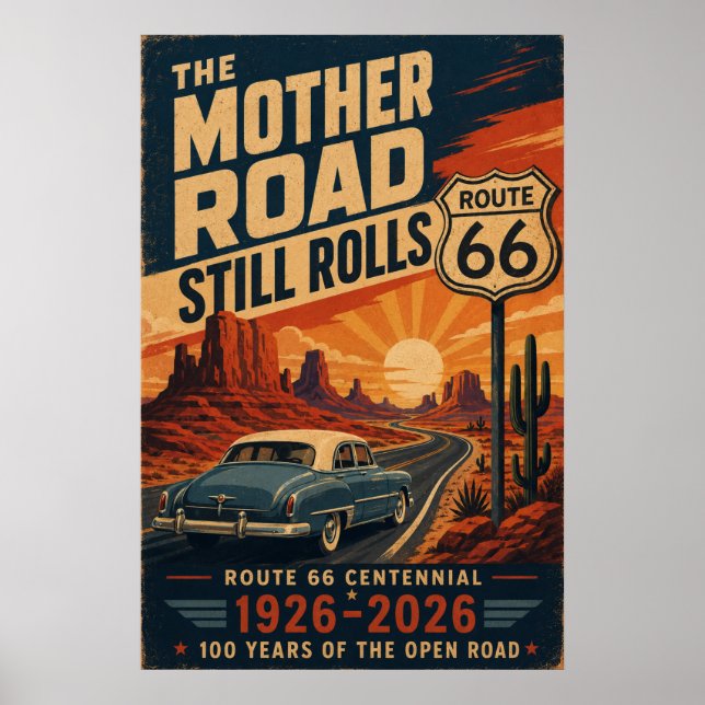 Route 66 Centennial Mother Road Kunst Poster (Vorne)