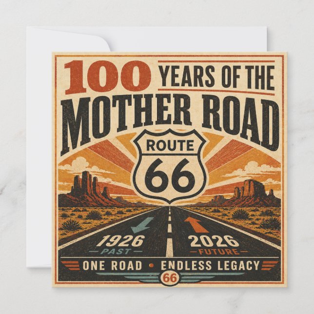Route 66 Centennial Mother Road Schreibwaren Kunst (Vorderseite)