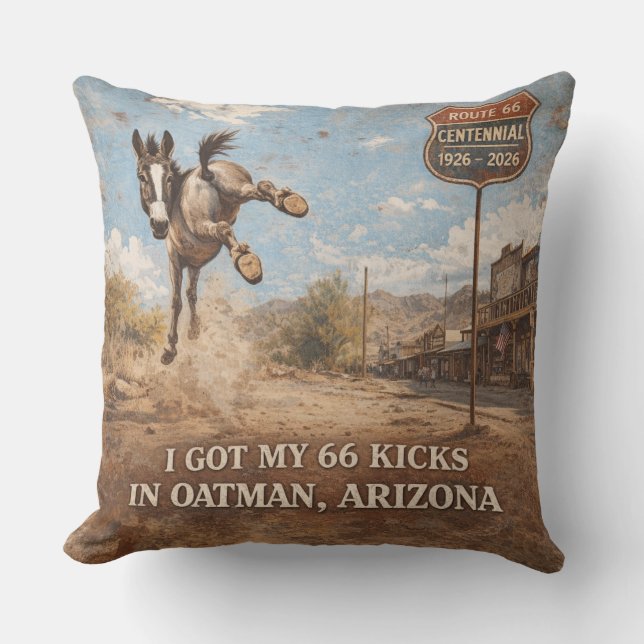 Route 66 Centennial Oatman Donkey Decor Kissen (Vorderseite)