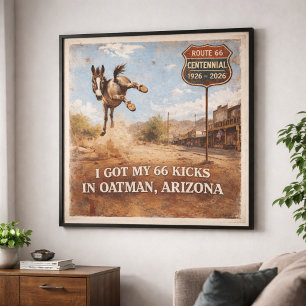 Route 66 Centennial Oatman Esel Reise Kunst Poster