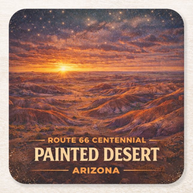 Route 66 Centennial Painted Desert Horizont Rechteckiger Pappuntersetzer (Vorderseite)