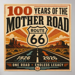 Route 66 Centennial Retro Highway Wanddekoration K Poster