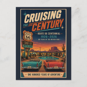 Route 66 Centennial Retro Motel Poolside Postkarte