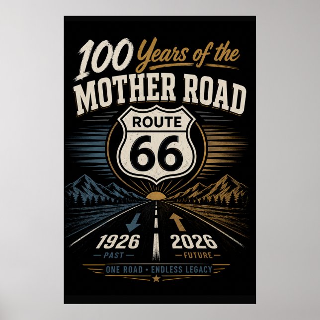 Route 66 Centennial Sunset Highway Tribute Art Poster (Vorne)