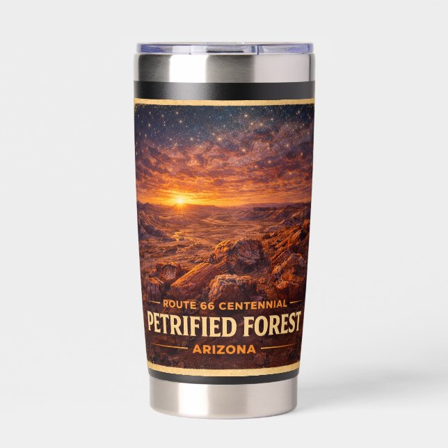 Route 66 Centennial Versteinerten Wald Schreibware Thermobecher (Vorderseite)