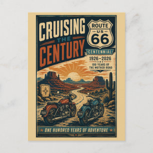 Route 66 Centennial-Vintage-Motorrad-Wüstenfahrt Postkarte