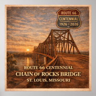 Route 66 Chain of Rocks Bridge Poster
