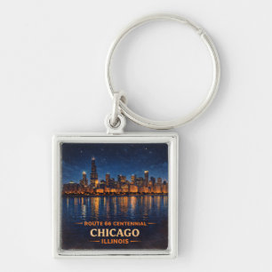 Route 66 Chicago Skyline Schlüsselanhänger