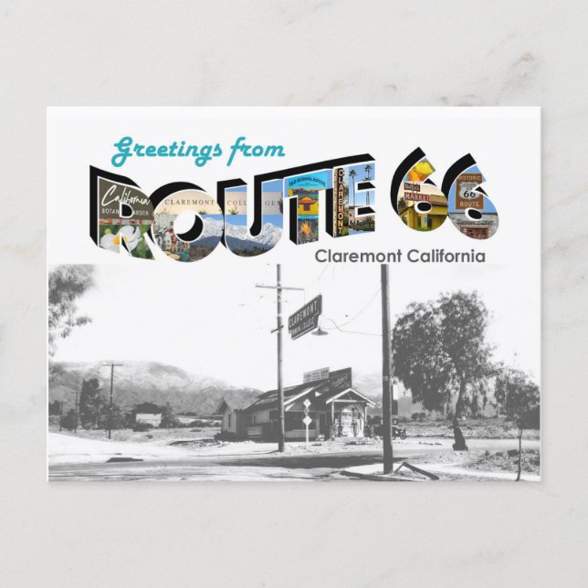 Route 66 Claremont Postcard Postkarte (Vorderseite)